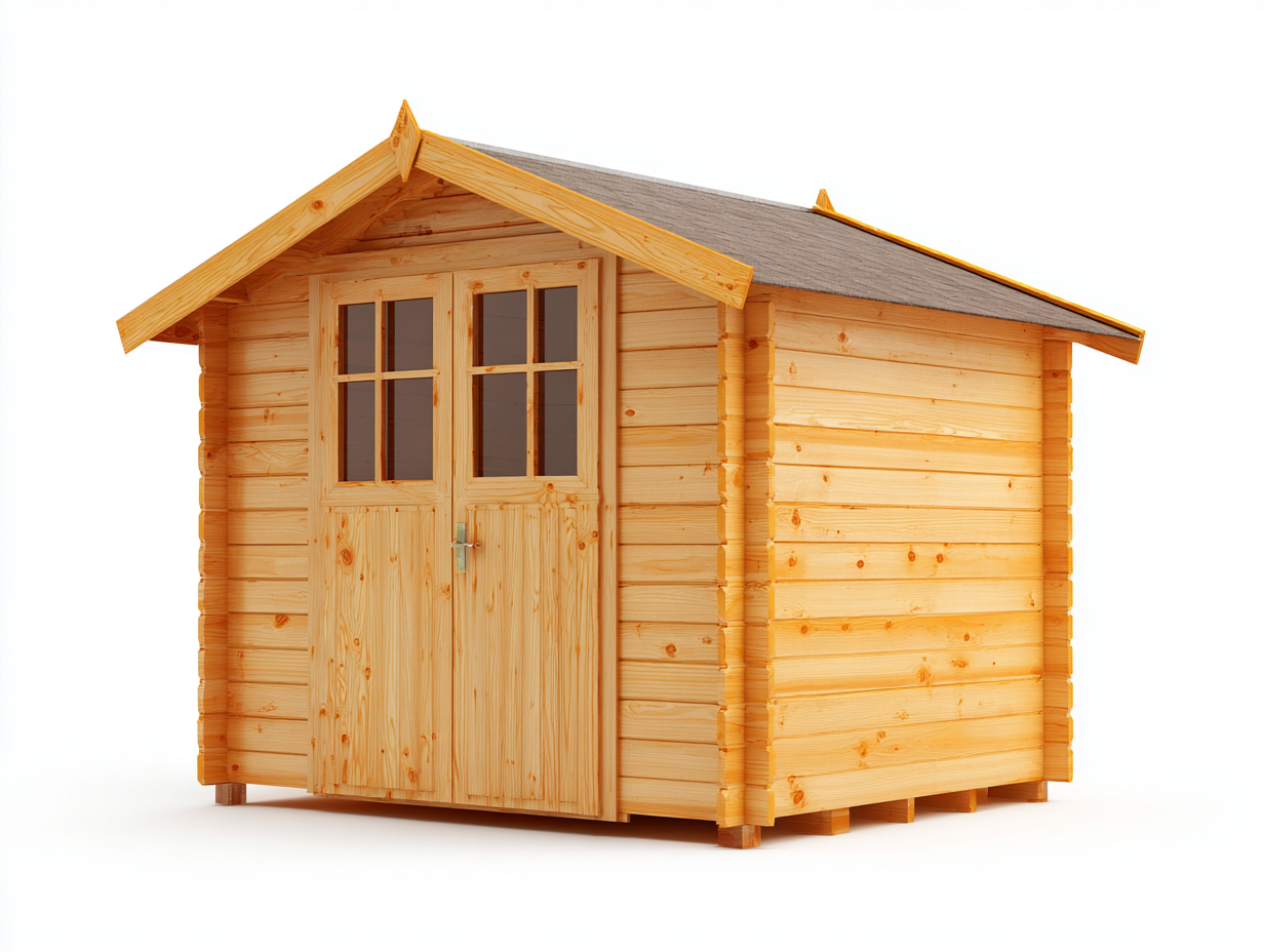 Casetta da giardino in legno 260x200x235 cm - legno naturale - per esterno con funzione porta attrezzi - stile rustico