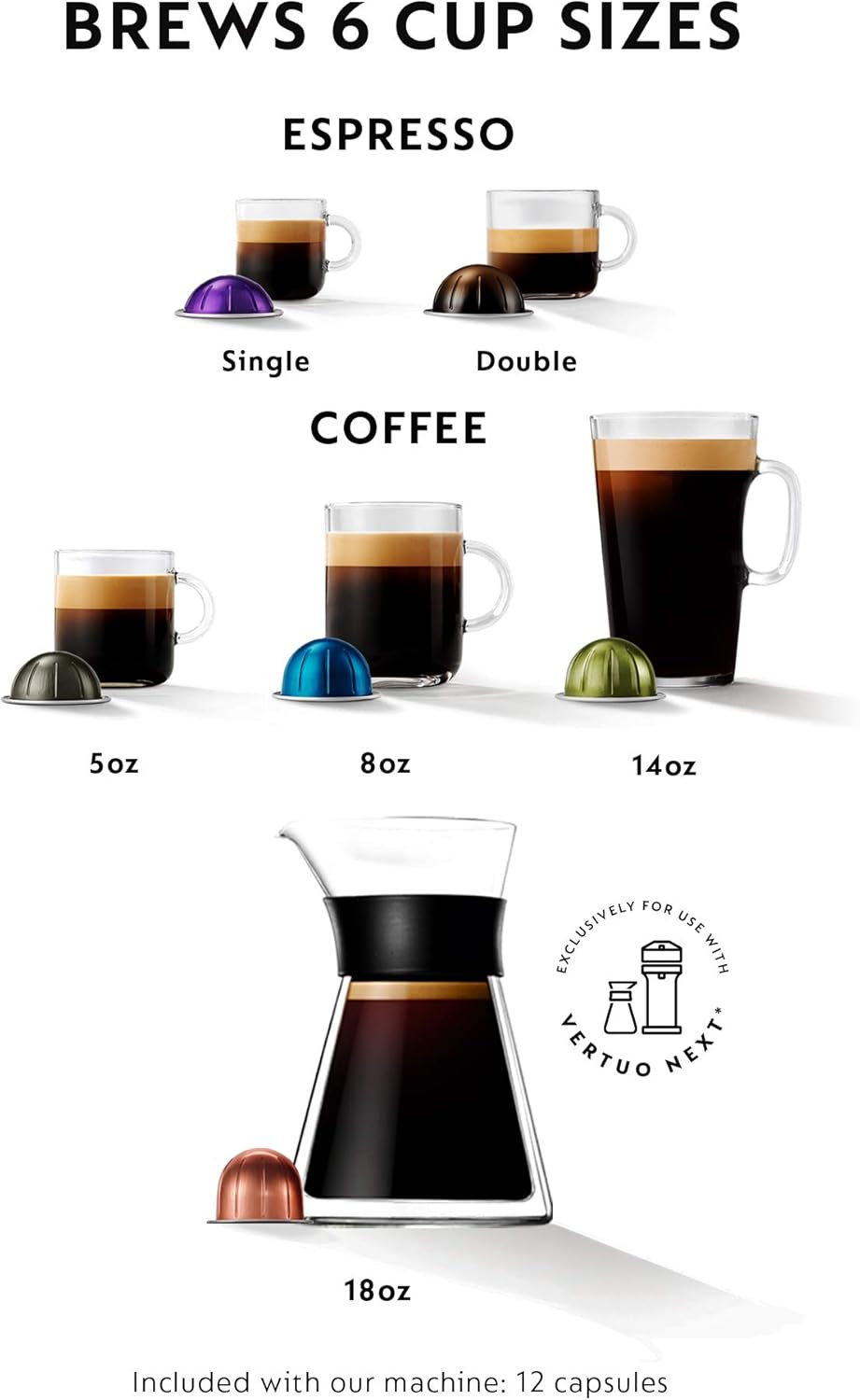 Nespresso Vertuo Next Coffee and Espresso Machine by De'Longhi, White, Compact, One Touch to Brew, Single-Serve Coffee Maker and Espresso Machine