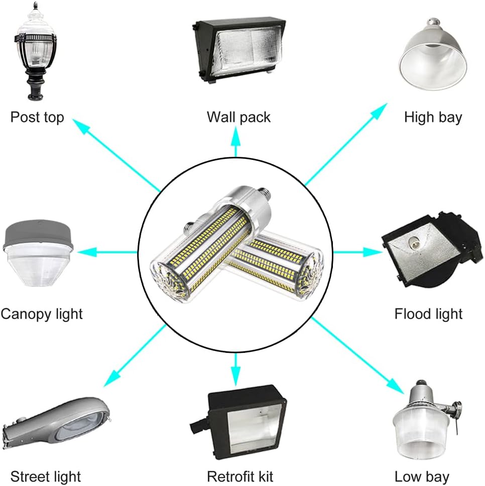 LED-Mais-Glühbirne, 150 W, 19500 lm, E26/E27-Sockel, mit E39/E40-Mogul-Sockel-Adapter, großflächige LED-Glühbirnen für Innen- und Außengarage