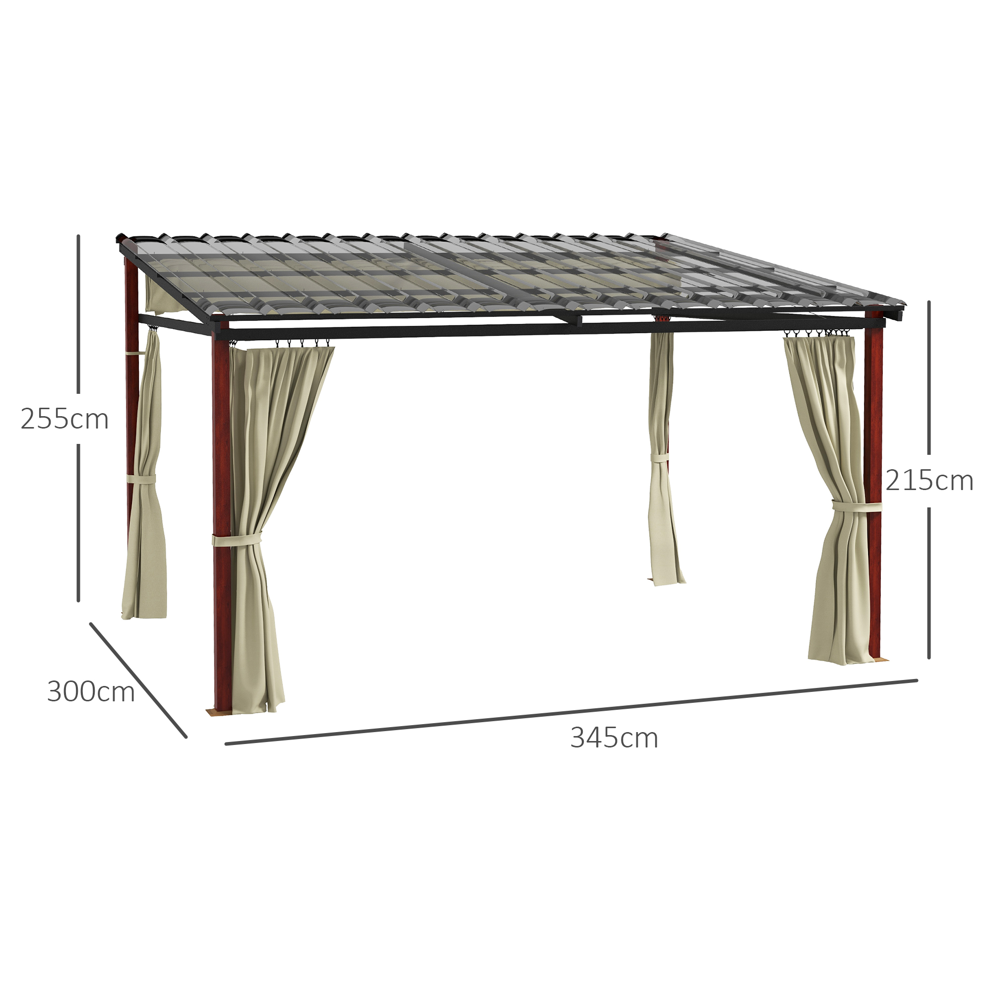 Outsunny Verstelbare Tuinprieel, Weerbestendig, Inclusief Bevestigingsmateriaal, Beige