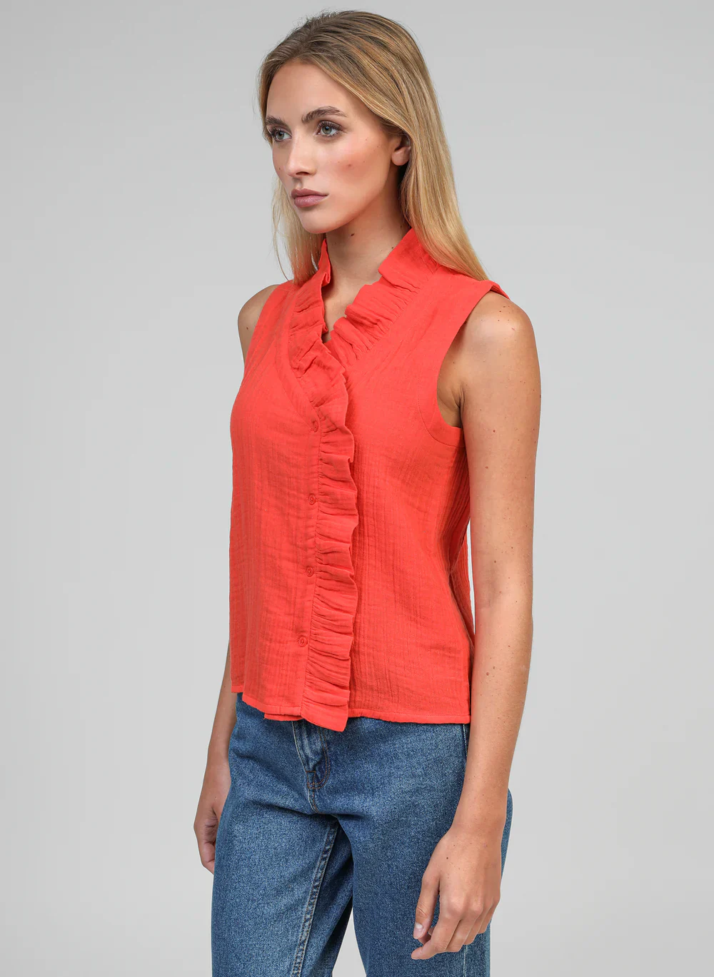 Ruffle Top in Orange by An��ge