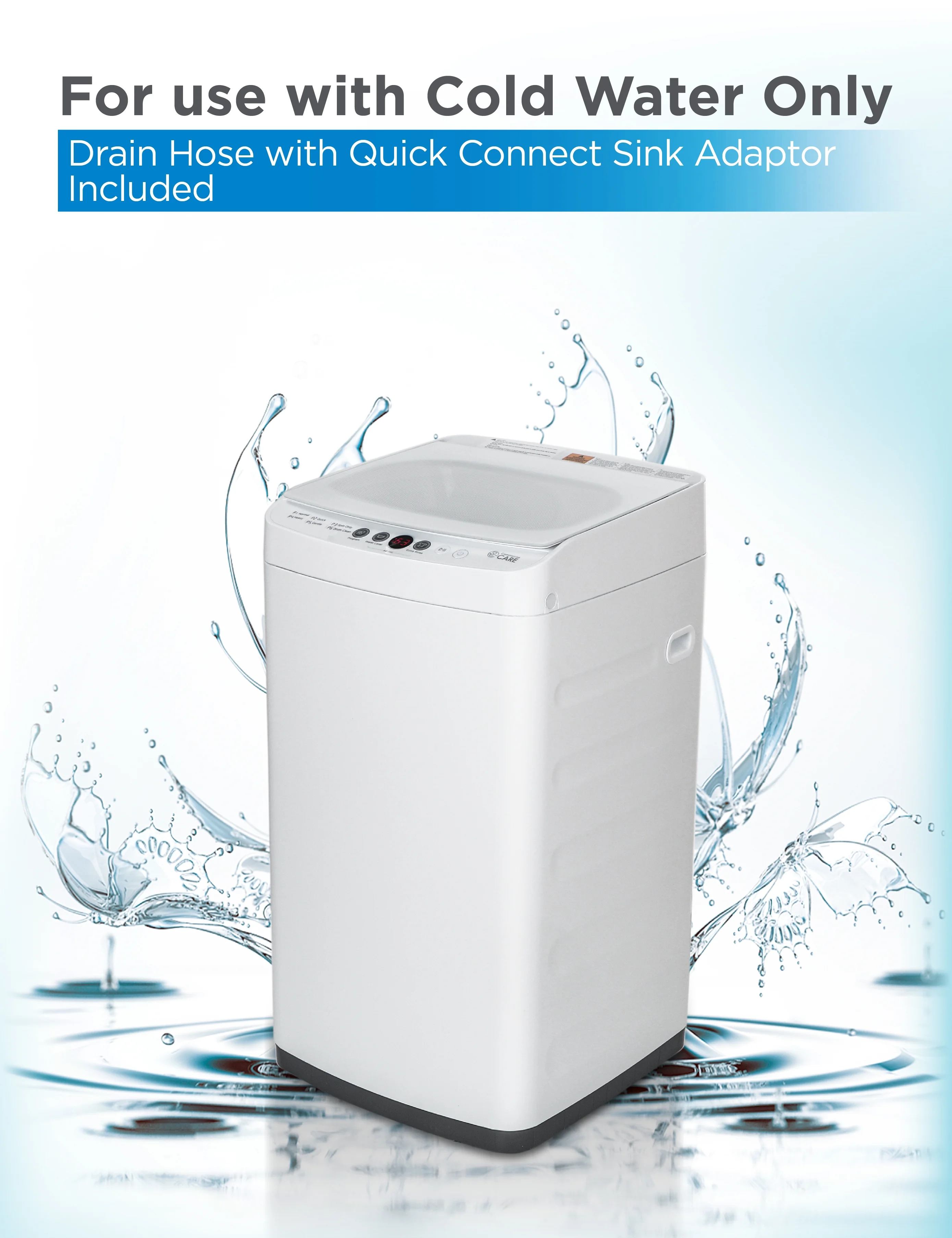 Commercial Care 0.9 Cu. Ft. Portable Washing Machine, Compact Washing Machine with 6 Wash Cycles, White