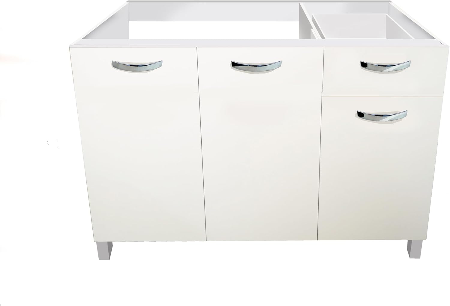 MABEL Mobile Sottolavello Cucina Bianco con Finitura Antigraffio di Semplice Montaggio - Mobile Cucina Salvaspazio con Materiale in Nobilitato Spessore 18 mm - Dimensioni: L 120cm x P 50cm x H 80,5cm