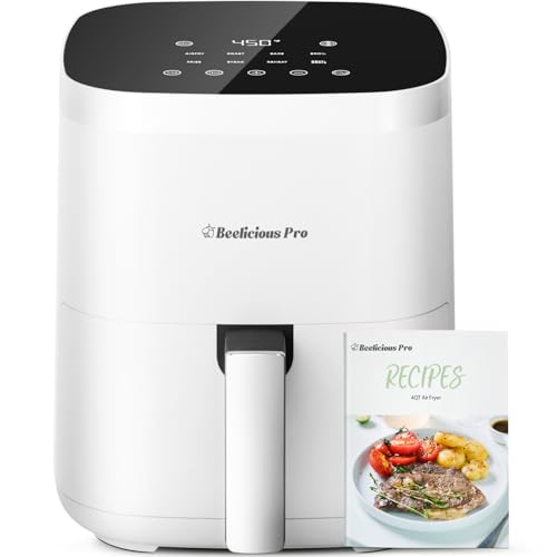 Air Fryer, Beelicious 8 in 1 Smart Compact 4QT Air Fryers,Shake Reminder,450°F Digital Airfryer with Flavor Lock Tech,Tempered Glass Display,Dishwasher Safe & Nonstick,Fit for 1 3 People,Bright White : Home & Kitchen