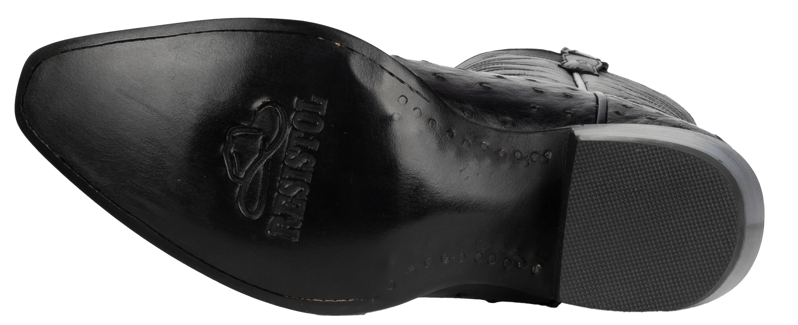 Resistol Boots Black Gold Full Quill Ostrich - Pointed Toe