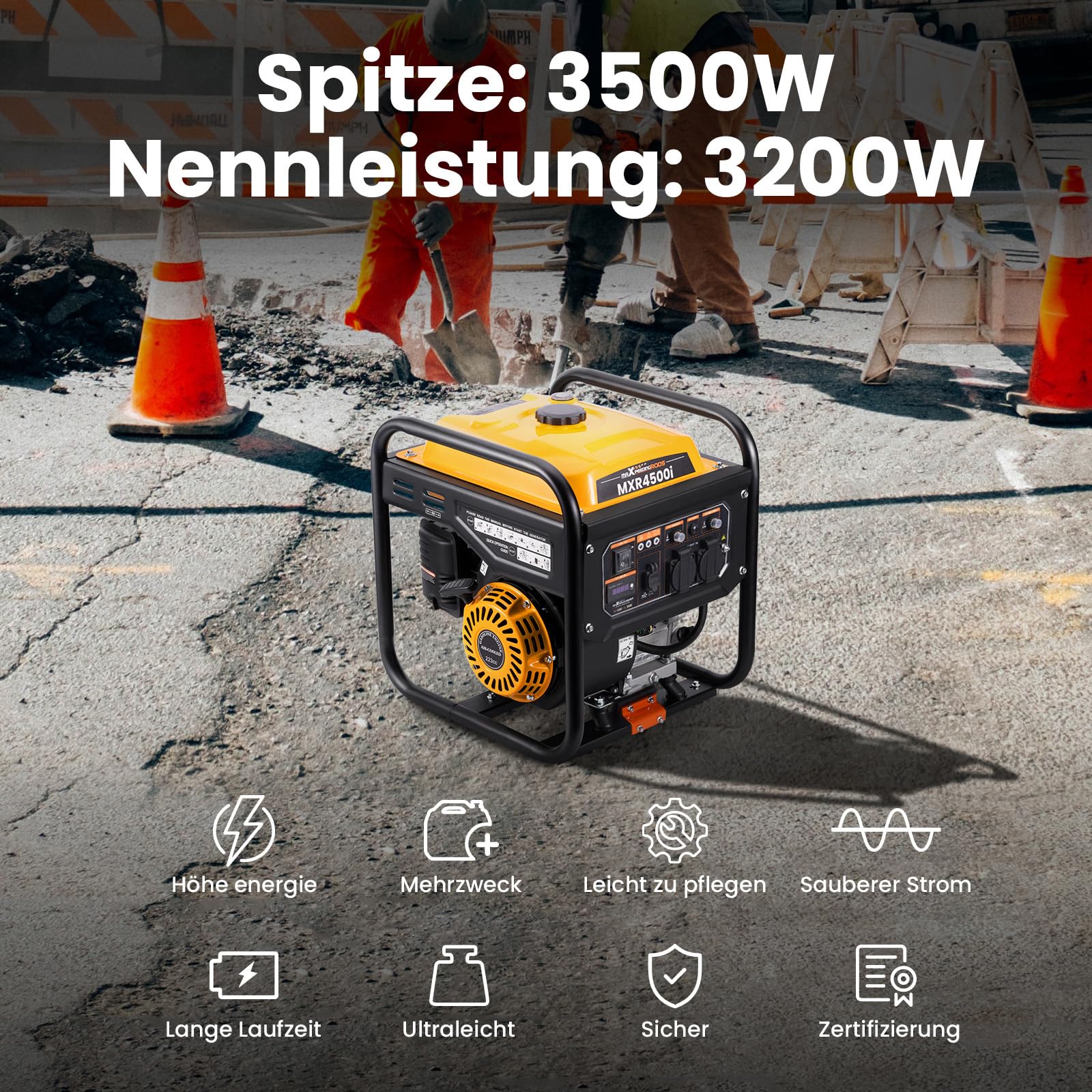 maXpeedingrods Inverter Stromgenerator 3500W Benzin tragbar 4 Takt 223cc für Camping Notstrom Baustelle