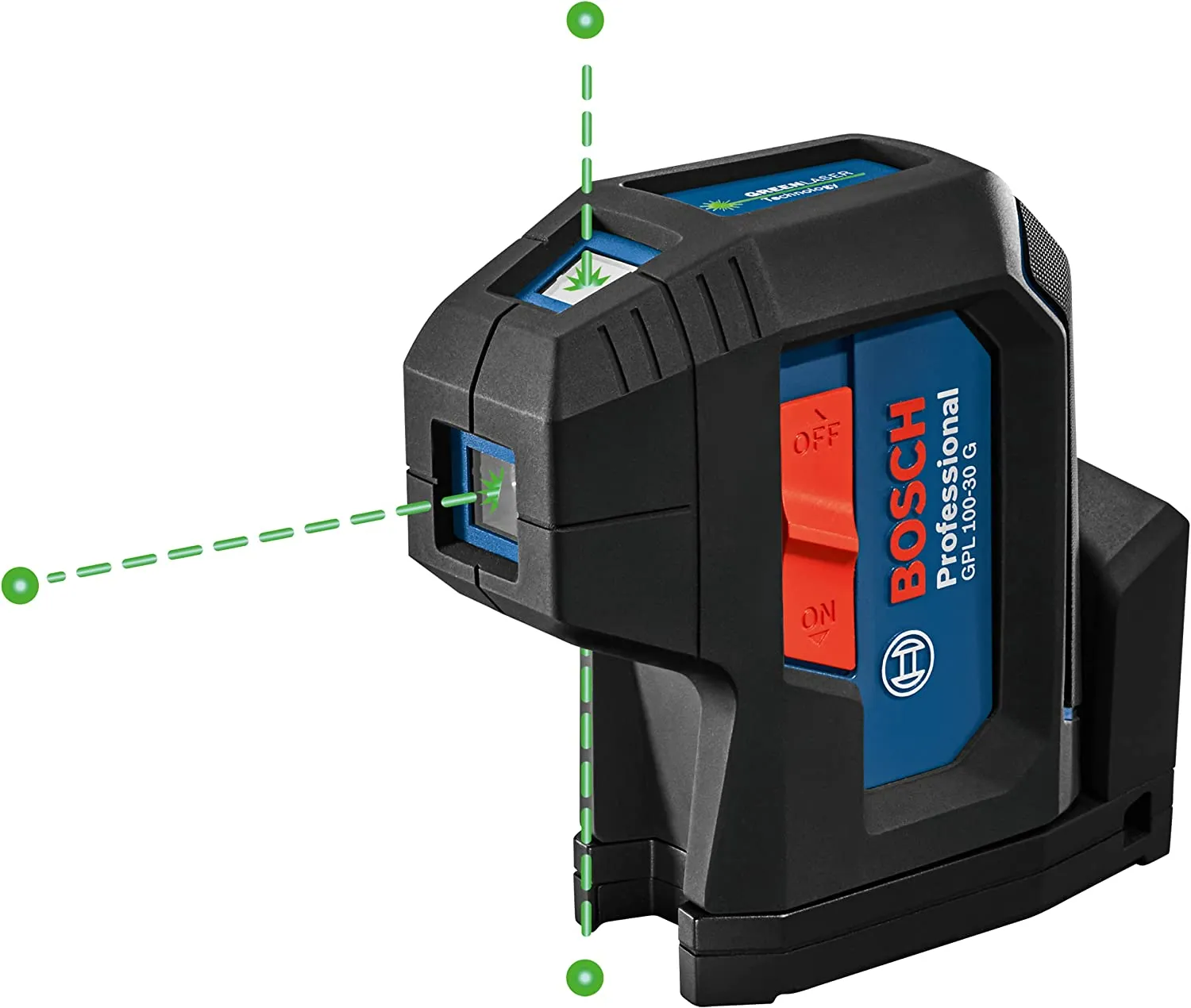 GPL100 30G 125ft Green 3 Point Self Leveling Laser with VisiMax Technology and Integrated 360&deg; MultiPurpose Mount