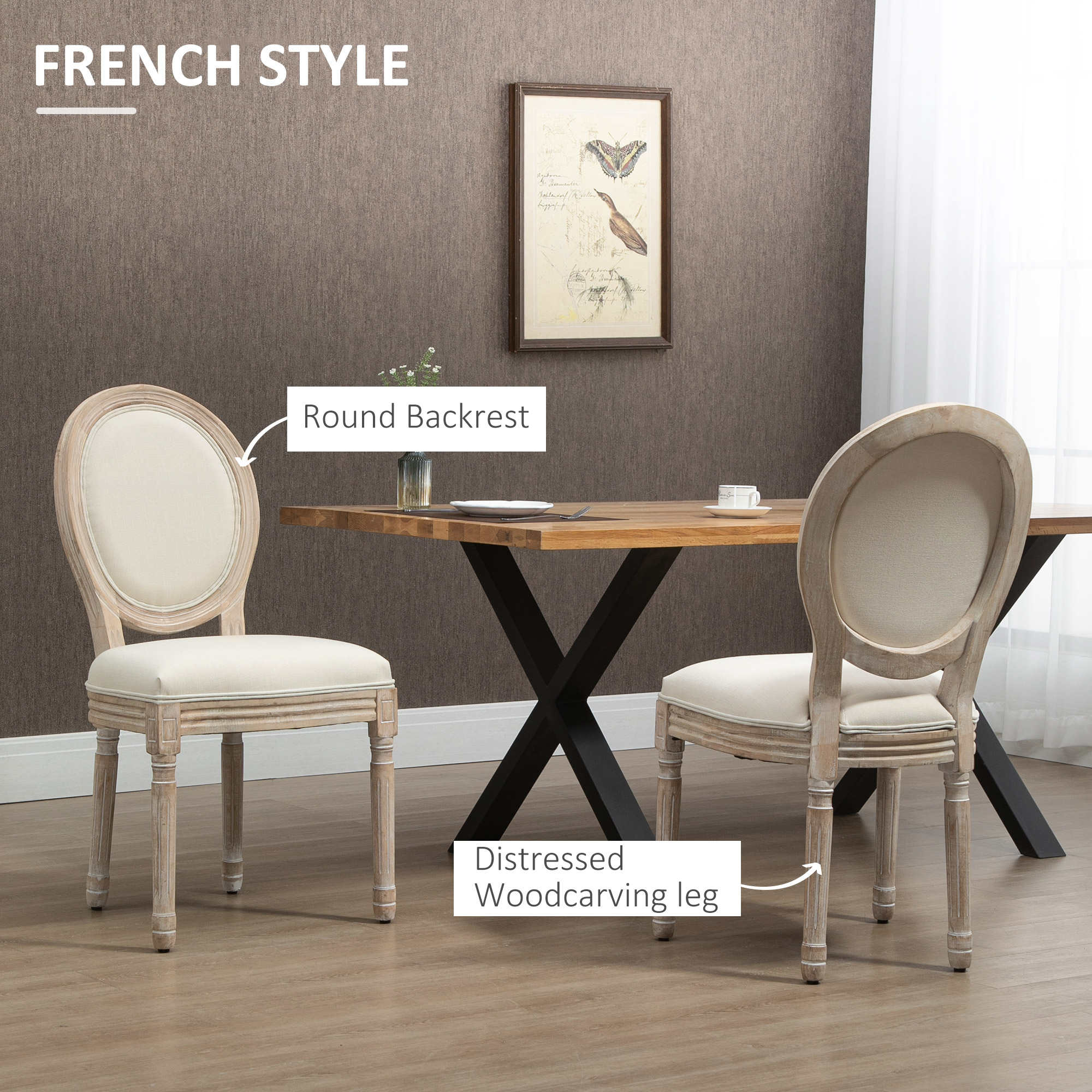set van 2 eetkamerstoelen 49 cm x 56 cm x 96 cm