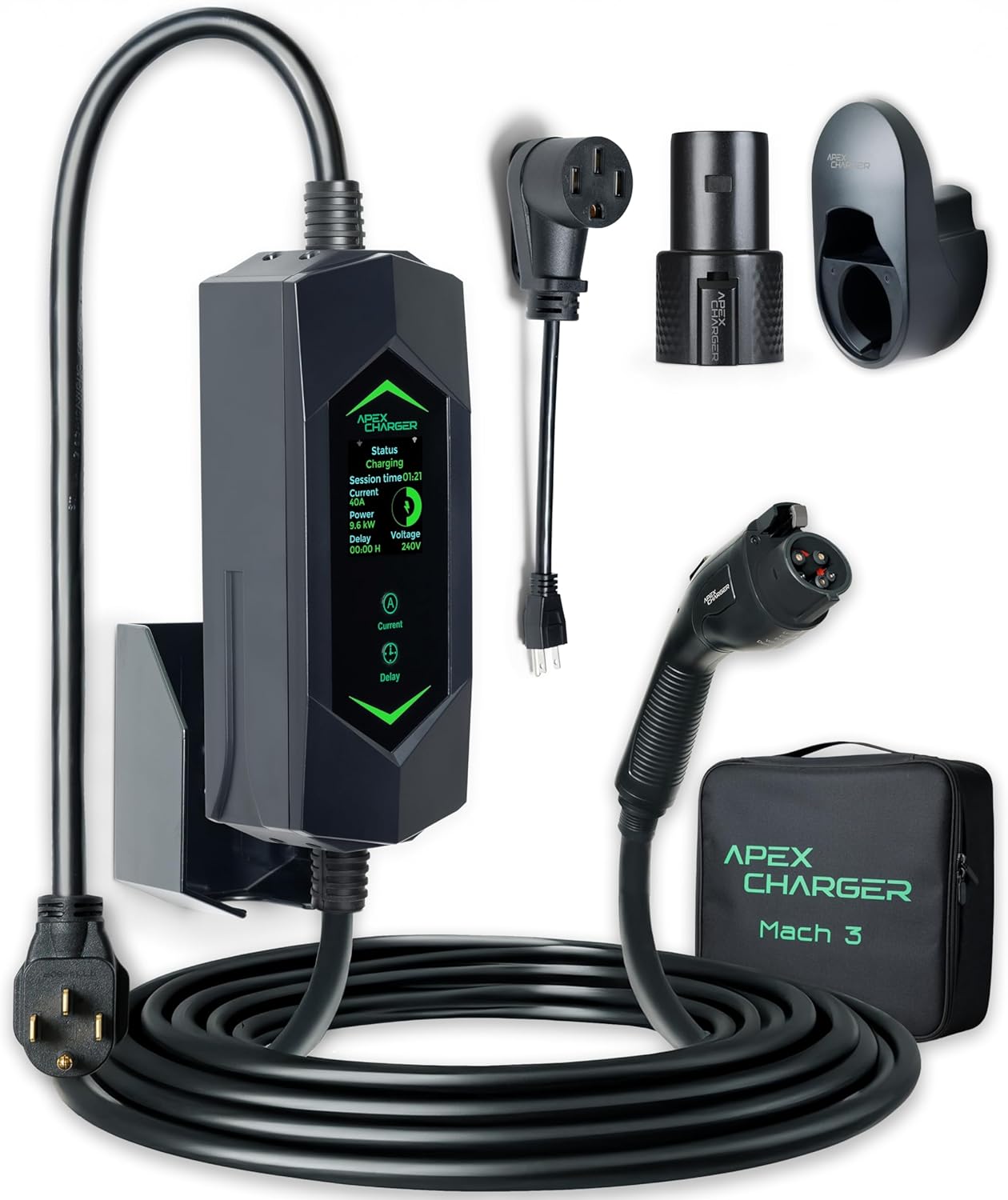 MACH 3 Portable EV Charger, 40A, Level 1&2, NEMA 14-50, 25ft Cable