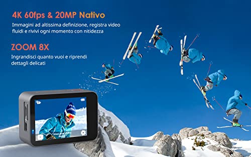 COOAU videocamera Anti Shake fotocamera Impermeabile