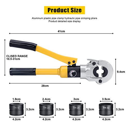 HSEAMALL Utensili di crimpatura idraulici per tubi, pinze a pressione per tubi in alluminio plastica con stampi TH 16 20 26 32 mm² : Amazon.it: Fai da te