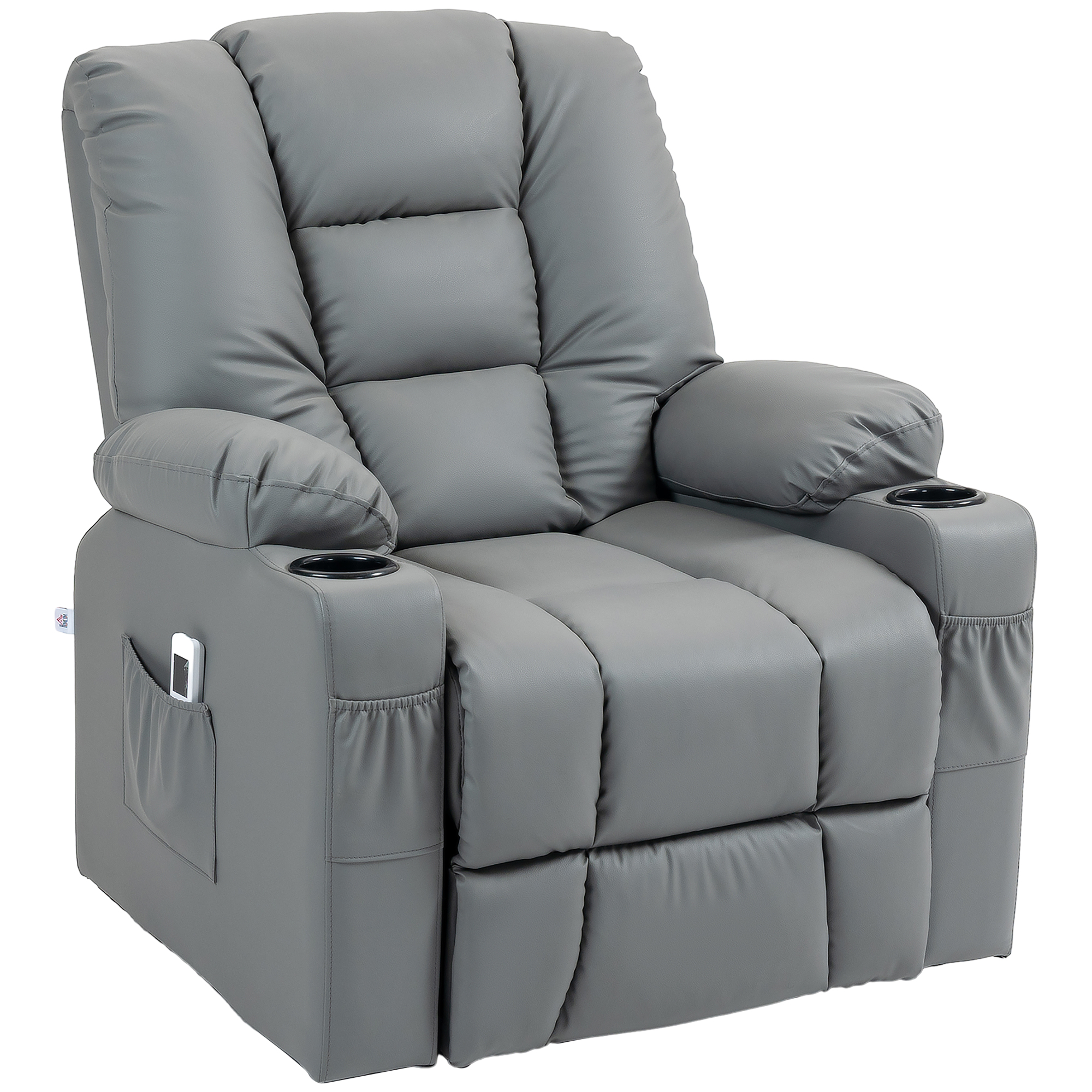 HOMCOM Massagesessel Aufstehhilfe Seniorensessel, inkl. Fernbedienung, 4 Massagemodi, 90  cm x 98 cm x 102 cm, Grau