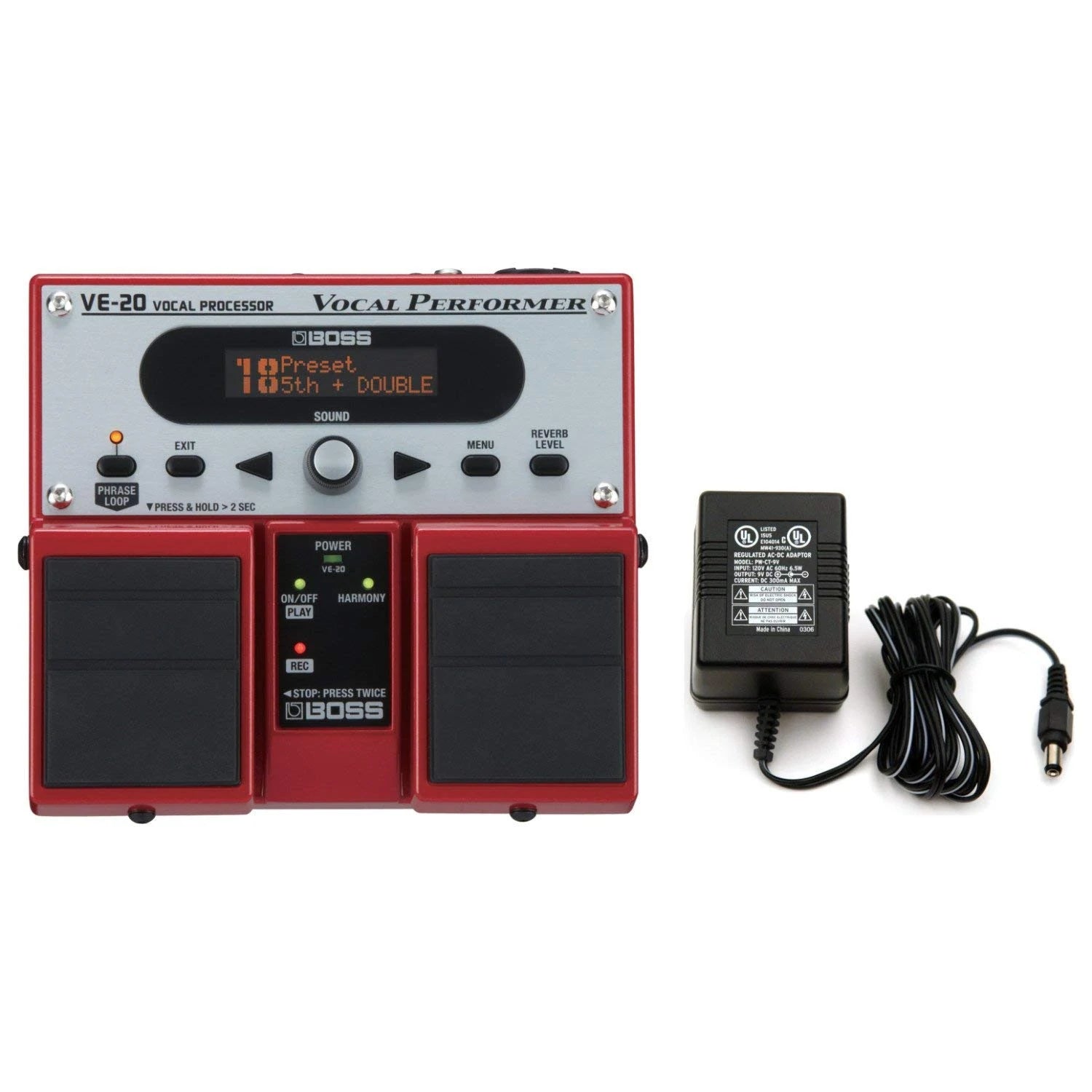 Boss VE 20 Vocal Performer Vocal Processor Pedal w/ Power Supply