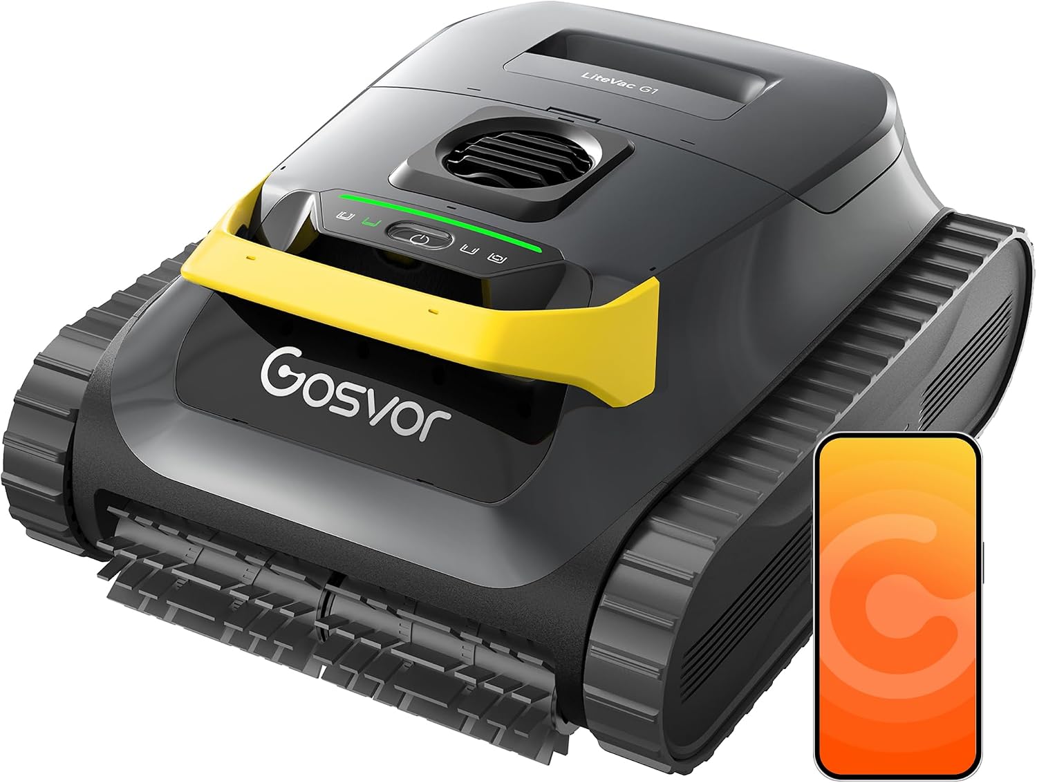 (2026 Neu) Gosvor Poolroboter Wand und Boden, Wasserlinie, Flachzone 4-in-1, Bis zu 200 Min. Laufzeit, Leichtgewicht 6,9 KG, 3μm Ultrafeiner Filter, Poolsuager Akku für Pools bis zu 200 m², Orange