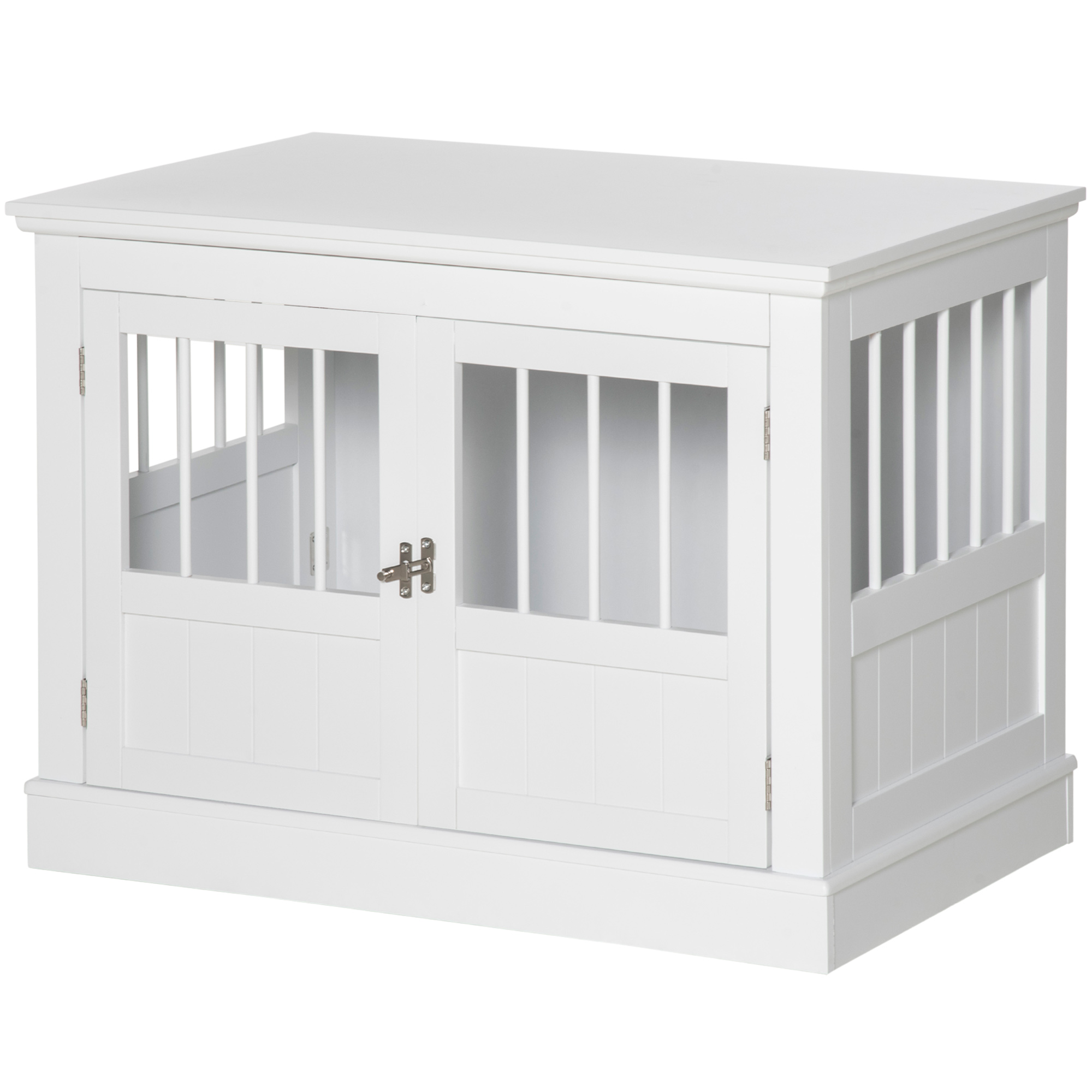 PawHut Hundekäfig, Möbel mit 3 Türen Hundehütte Hundebox für Zuhause 78 x 53 x 59,3 cm, Weiß