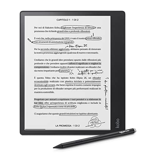 Kobo Elipsa 2E | eReader | Touchscreen antiriflesso da 10,3" con ComfortLight PRO | Kobo Stylus 2 inclusa | Luminosità regolabile | Wi Fi | Tecnologia Carta E Ink | 32 GB di archiviazione : Elettronica