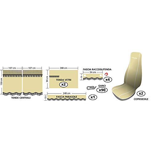 Lampa 98645 Melissa, Set Tende e coprisedili in Microfibra per Camion   Beige : Auto e Moto