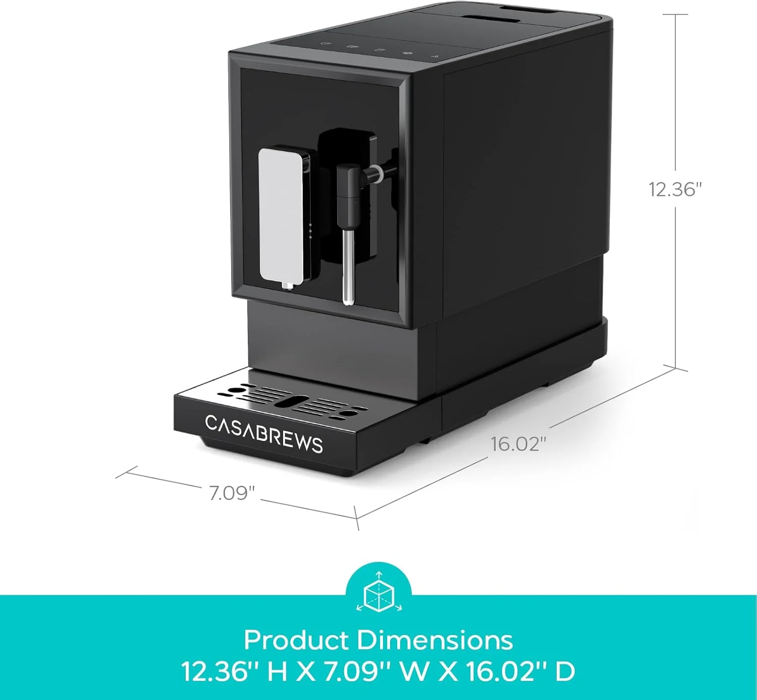 CASABREWS ACAFE Plus, 20 Bar Fully Automatic Espresso Machine, Black