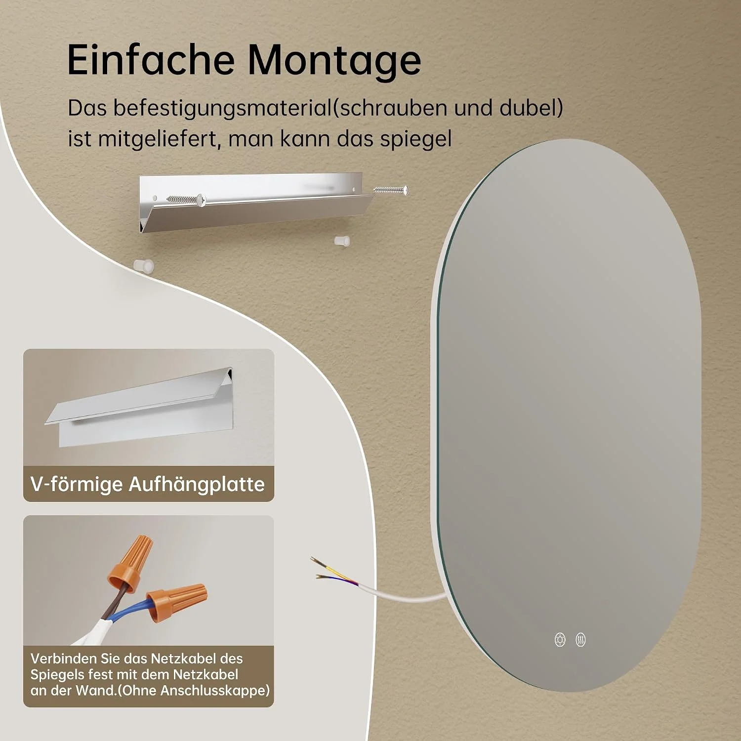 OUMUSU LED-Badspiegel mit Beleuchtung