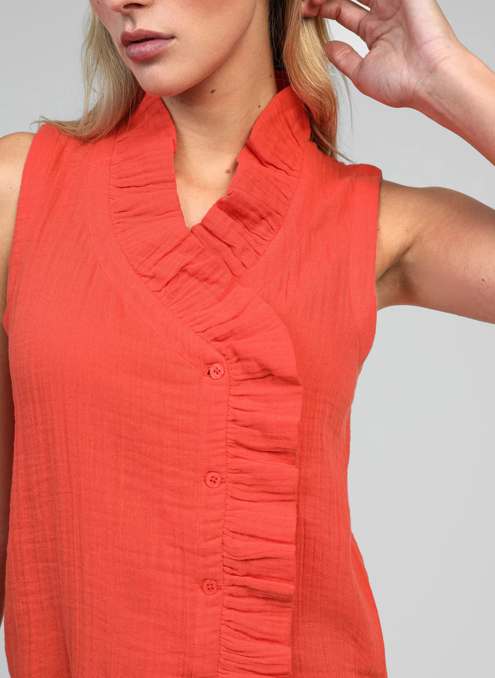 Ruffle Top in Orange by An��ge