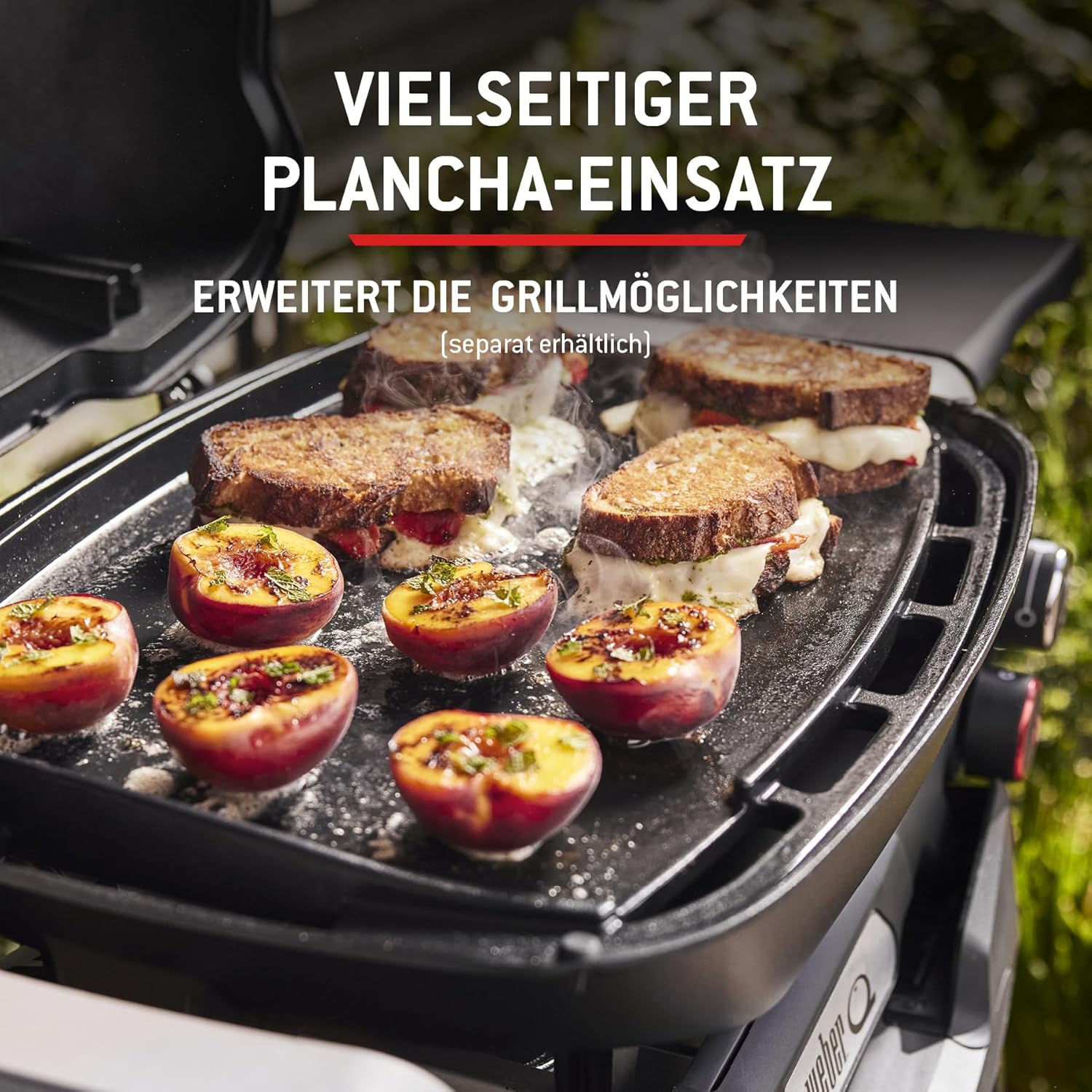 Weber Q 2200N Gasgrill mit Seitentischen & kompakten Stand/Grill für Terrassen und Balkone mit Hochleistungsbrennern, porzellanemaillierten Gussrosten und elektronischer Zündung, Mitternachtsschwarz