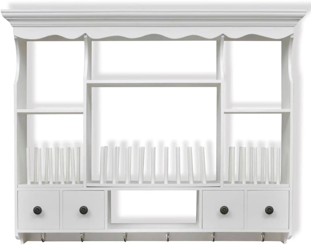 vidaXL Pensile a Muro da Cucina in Legno Bianco Armadietto Vetrinetta Credenza