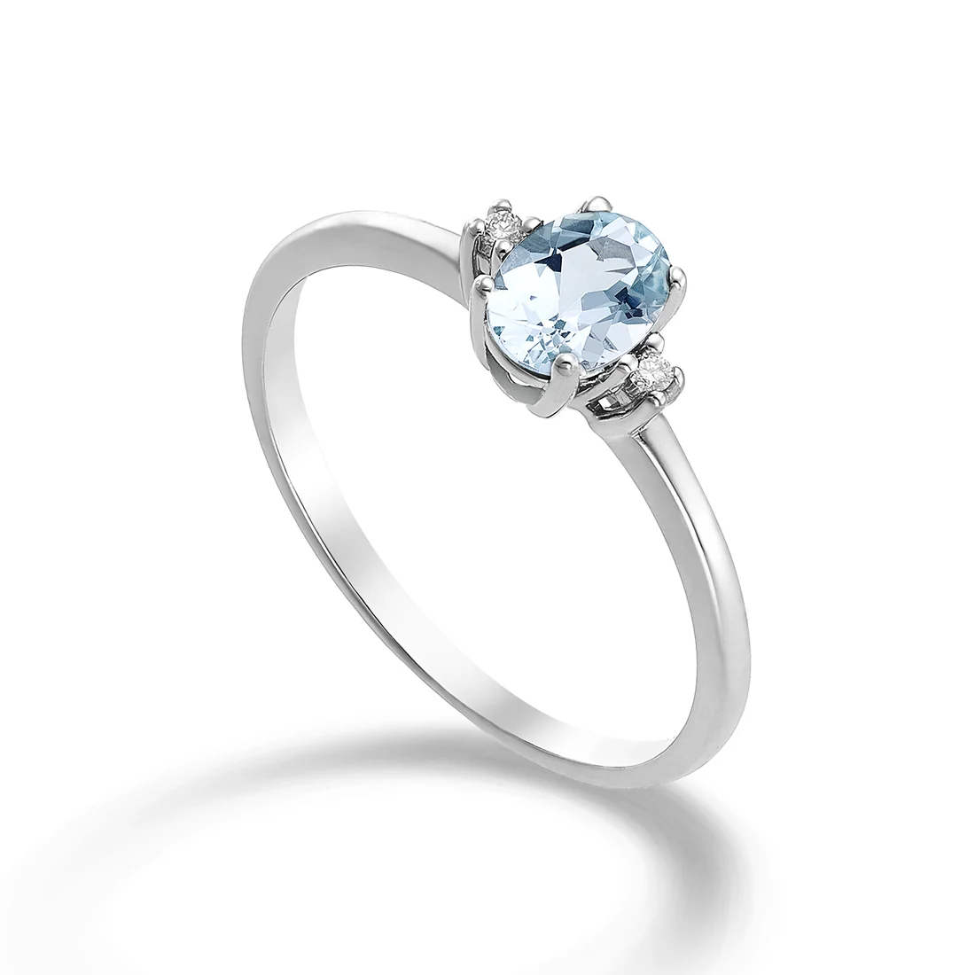 Anello Mikiko acquamarina ovale ct 0,30 e diamanti ct 0,02