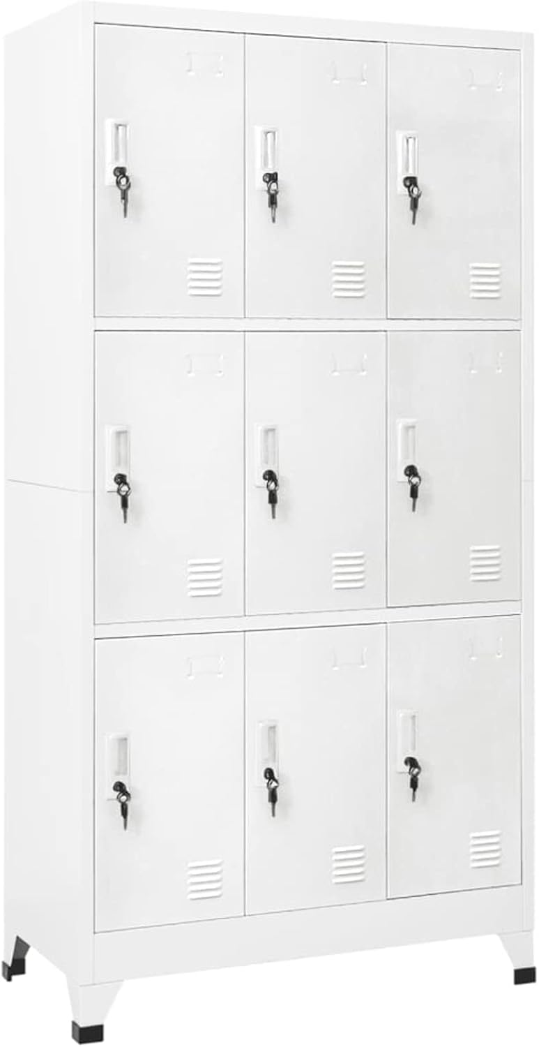 Festnight Cabinet with 9 Steel Cabinets | Locker Cabinets | Metal Cabinet | Office Filing Cabinet 90 x 45 x 180 cm Grey