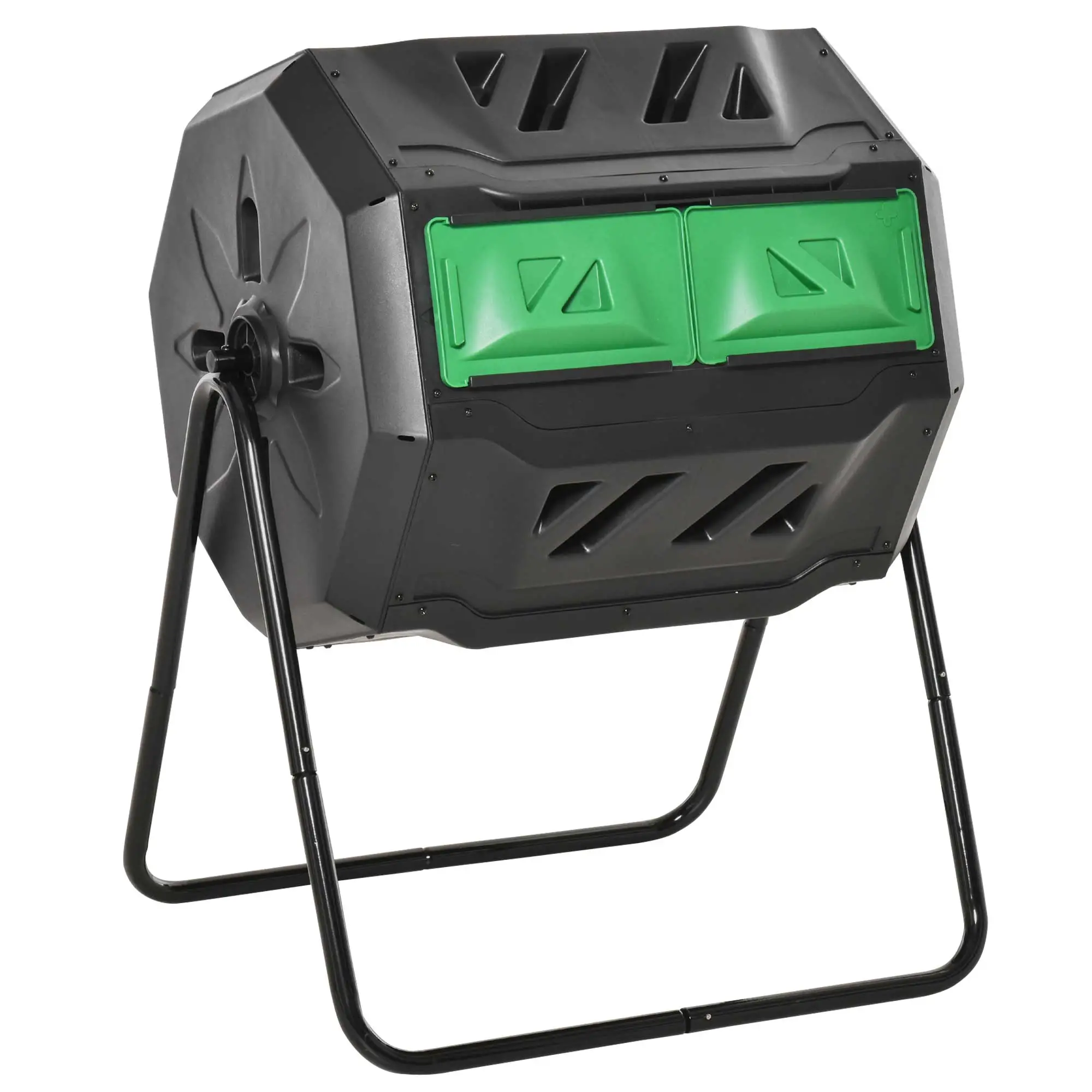 Outsunny Trommelcomposter met 2 kamers 360�� draaibaar