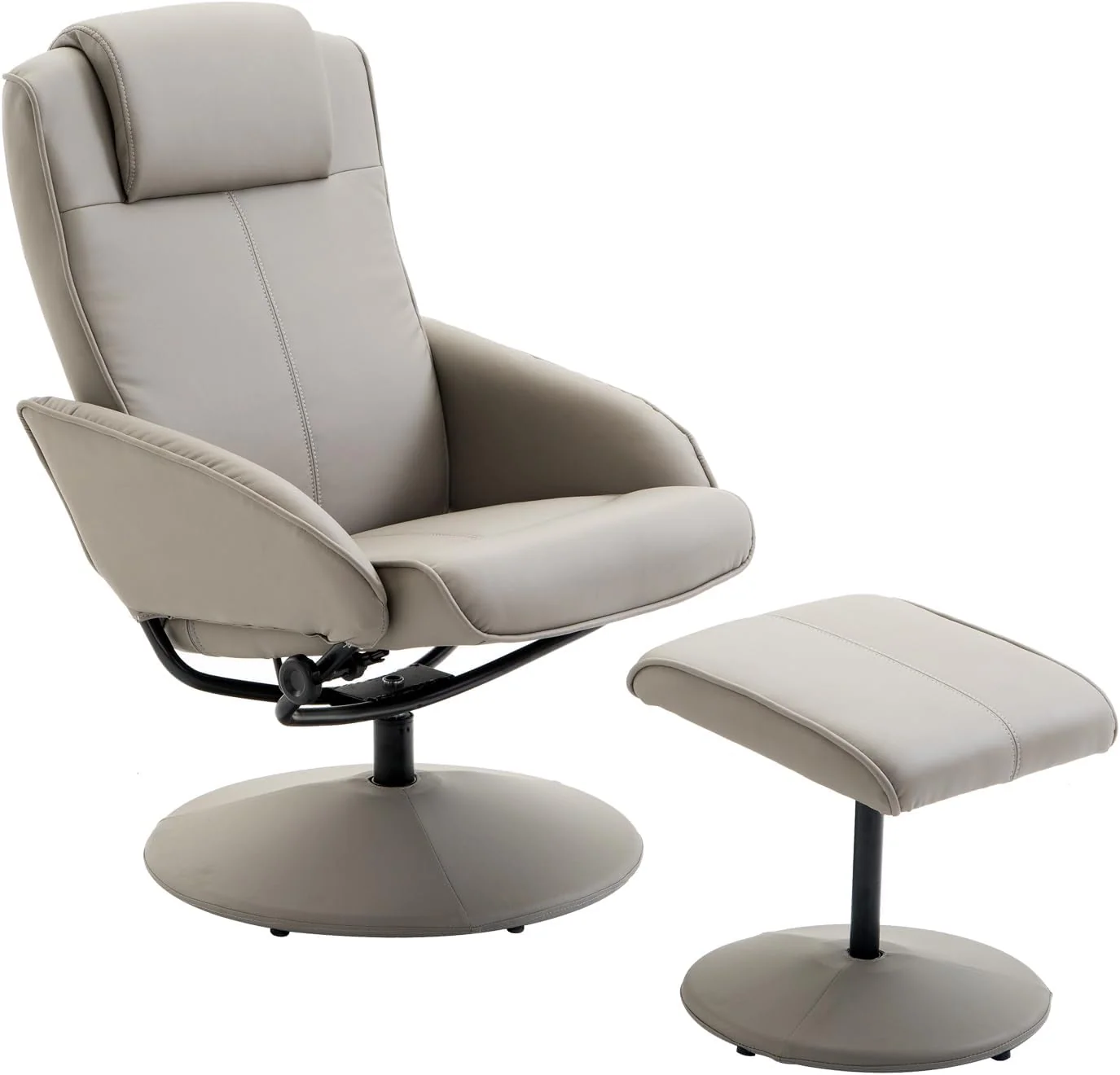 HOMCOM Relaxsessel mit Hocker 360° Drehbarer mit Liegefunktion Grau