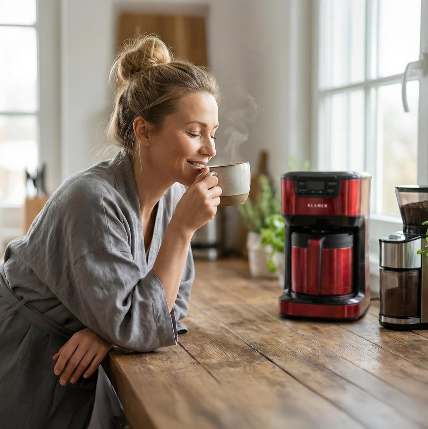 Filterkaffeemaschine mit Thermoskanne 1,25 L, 1000 W, 10 Tassen, programmierbar mit Startzeitvorwahl & Tropf-Stopp – Kaffeebereiter für Zuhause und Büro