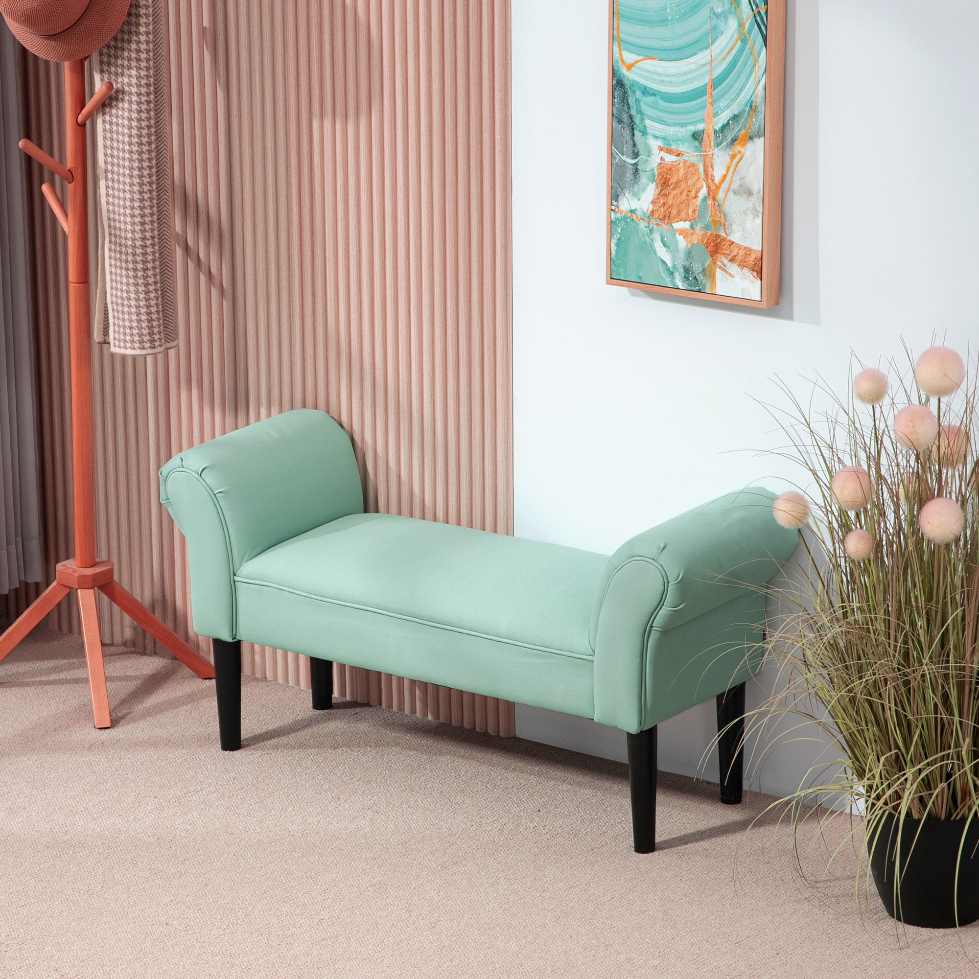 HOMCOM Gepolsterte Sitzbank für Schlafzimmer und Flur, bis 130 kg belastbar, 102 x 36 x 51 cm, Grün