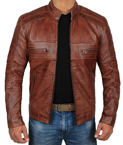 Domingo Chocolate Brown Waxed Leather Jacket