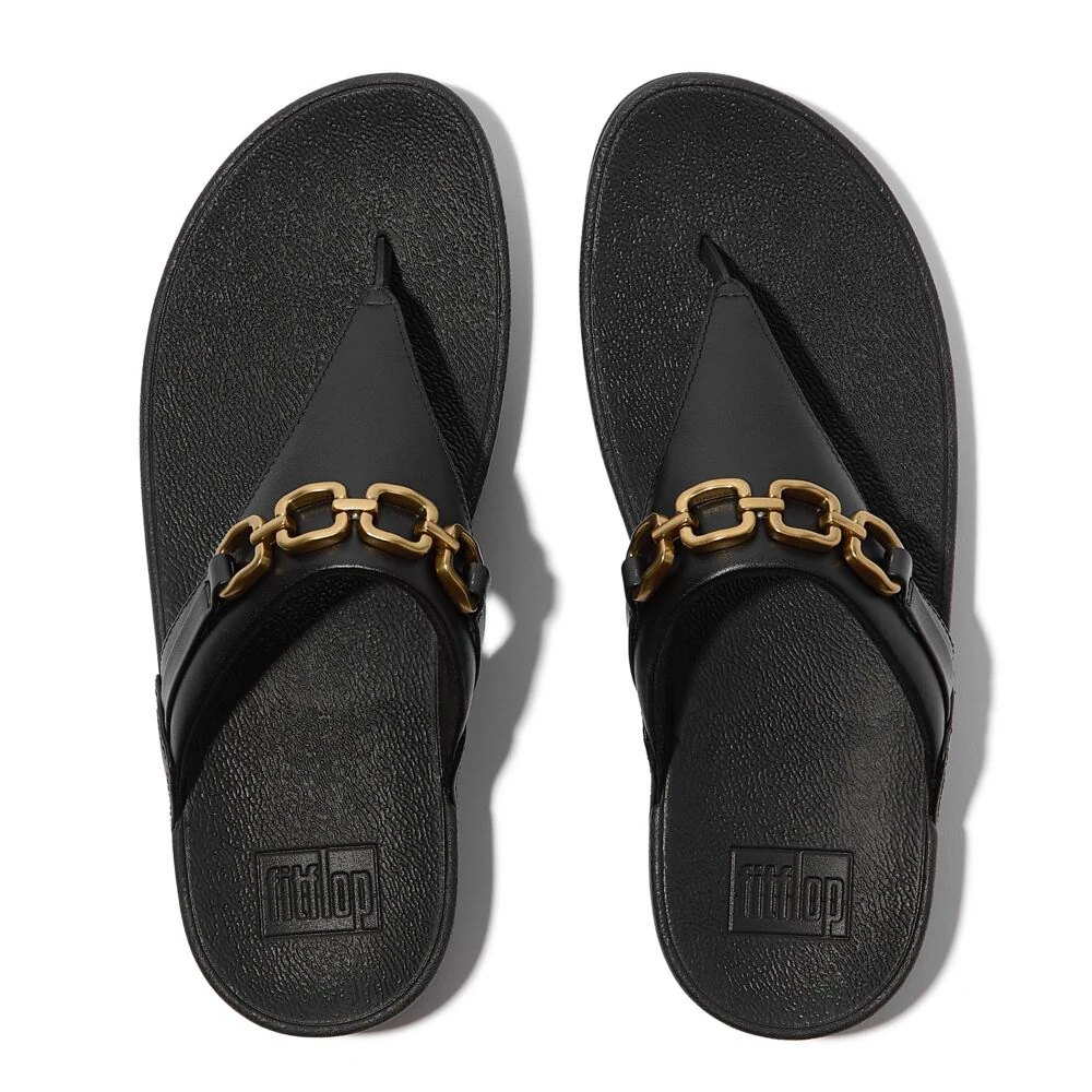 FitFlop Lulu Leder Zehenstegsandalen Black