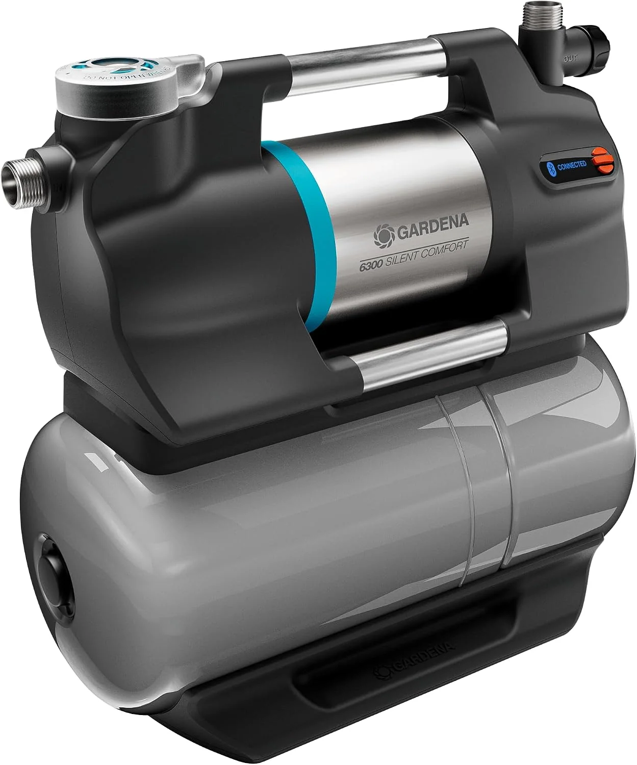 Gardena Hauswasserwerk 6300 SilentComfort: Pumpe mit 25 l Wasserspeicher und integriertem Filter, Fördermenge 6300 l/h, Trockenlaufsicherung