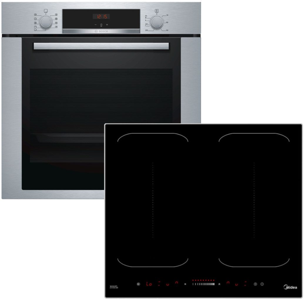 Induktions Herd-Set Herdset Einbau-Backofen mit Induktionskochfeld Booster - autark, 60 cm