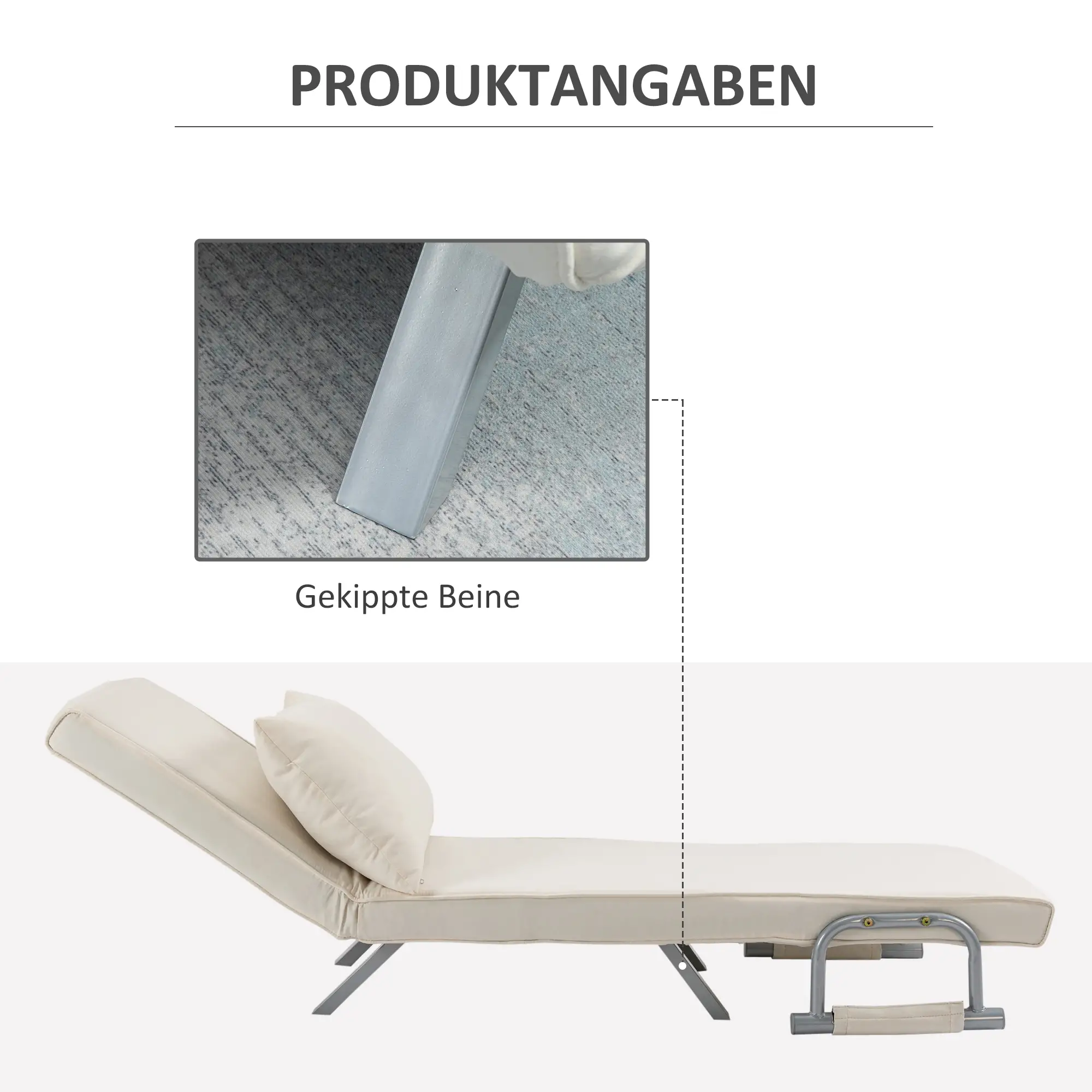 HOMCOM Schlafsessel Schlafsofa 5-fach verstellbar cremeweiß
