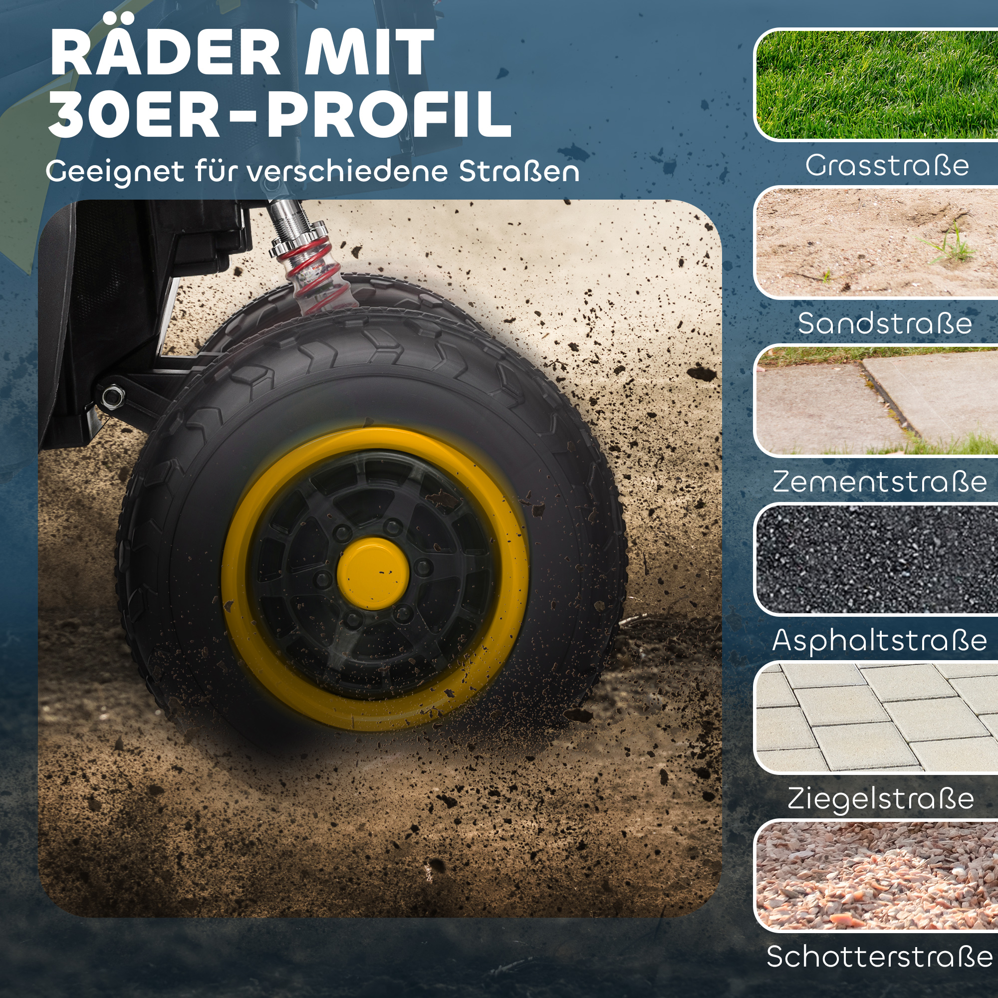 AIYAPLAY Elektrische Kinderquad, 3-6 km/u, LED-licht, Muziek, USB, 3-8 Jaar, Geel
