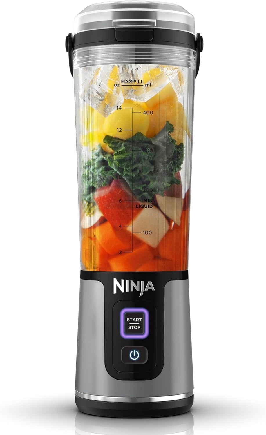 Ninja Blast Frullatore Portatile, 530 ml, con Coperchio e Beccuccio, Mini Frullatore Senza Fili, Ricaricabile, per Frullati, Trita Ghiaccio e Frutta Congelata, Nero, BC151EUBK