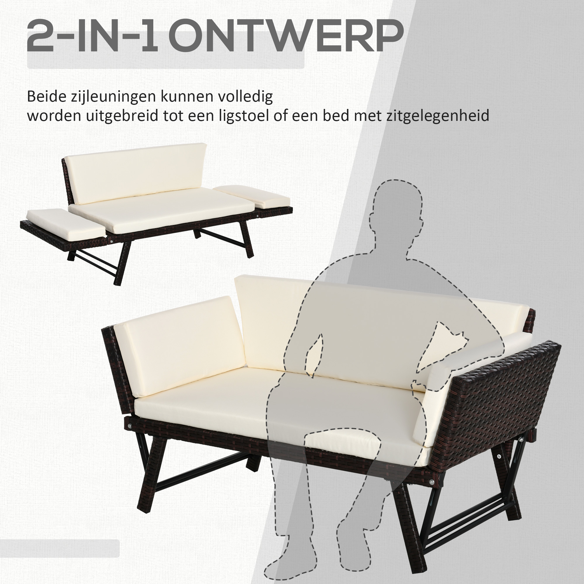 2-zits tuinbank tuinmeubelen tuinbank tuinbank loungebank poly-rotan staal
