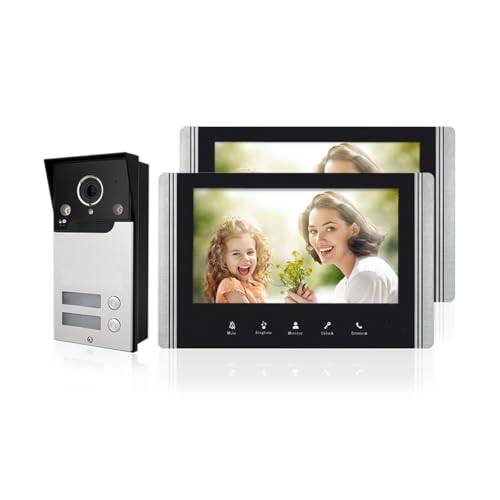 AOAMZ Videocitofono Cablato A 2 Unità Campanello, Videocitofono Collegato A 4 Fili Dotato Di Schermo LCD TFT 7 "Telecamera Di Visione Notturna Impermeabile Sbloccando Monitor Video Audio Bidirezionale : Fai da te
