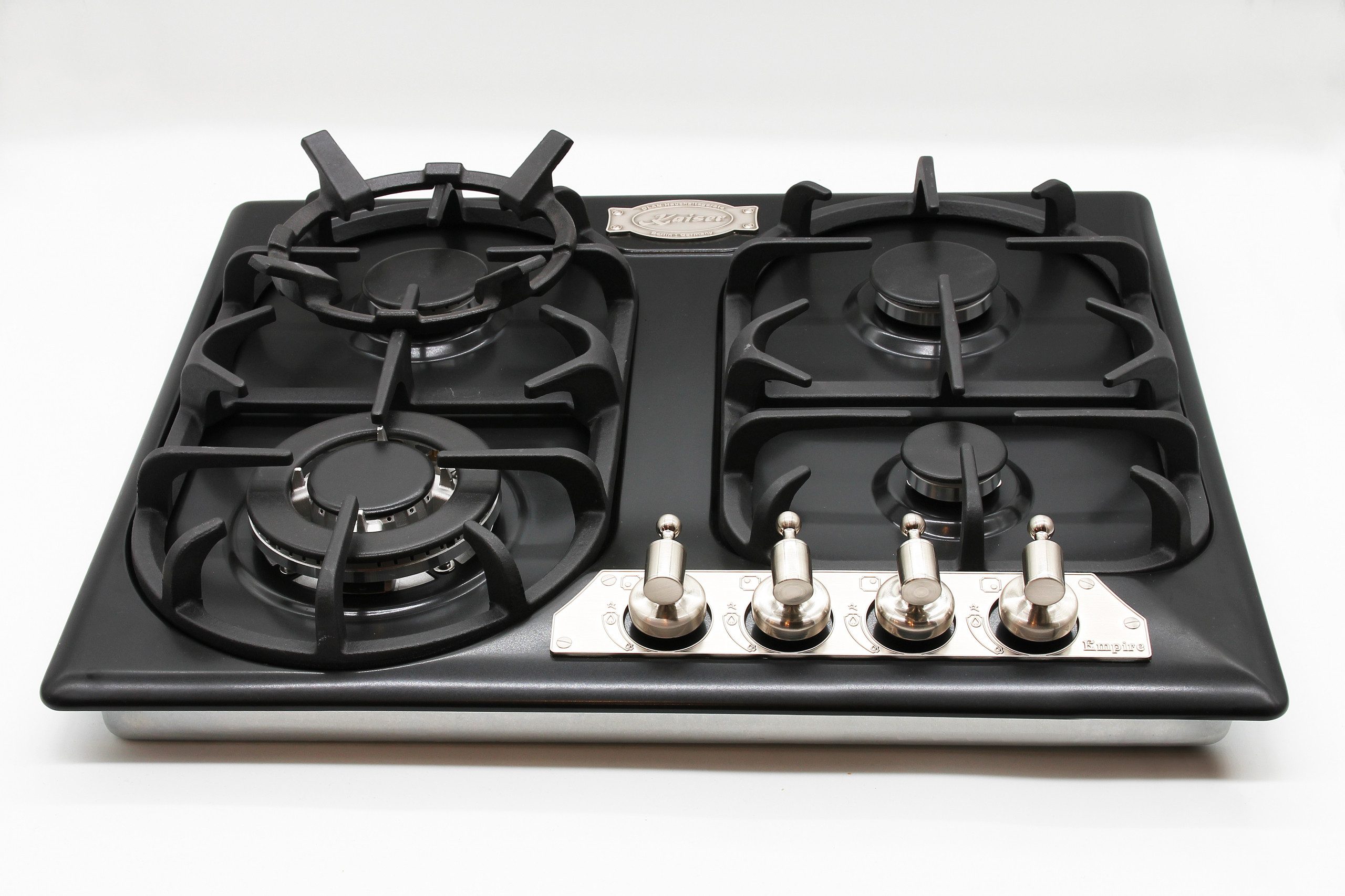 Gas-Kochfeld 60 cm Silber Einbau Gaskochfeld, 4 Gasbrenner, Metall-Drehknebeln KG 6325 Em Sil Turbo