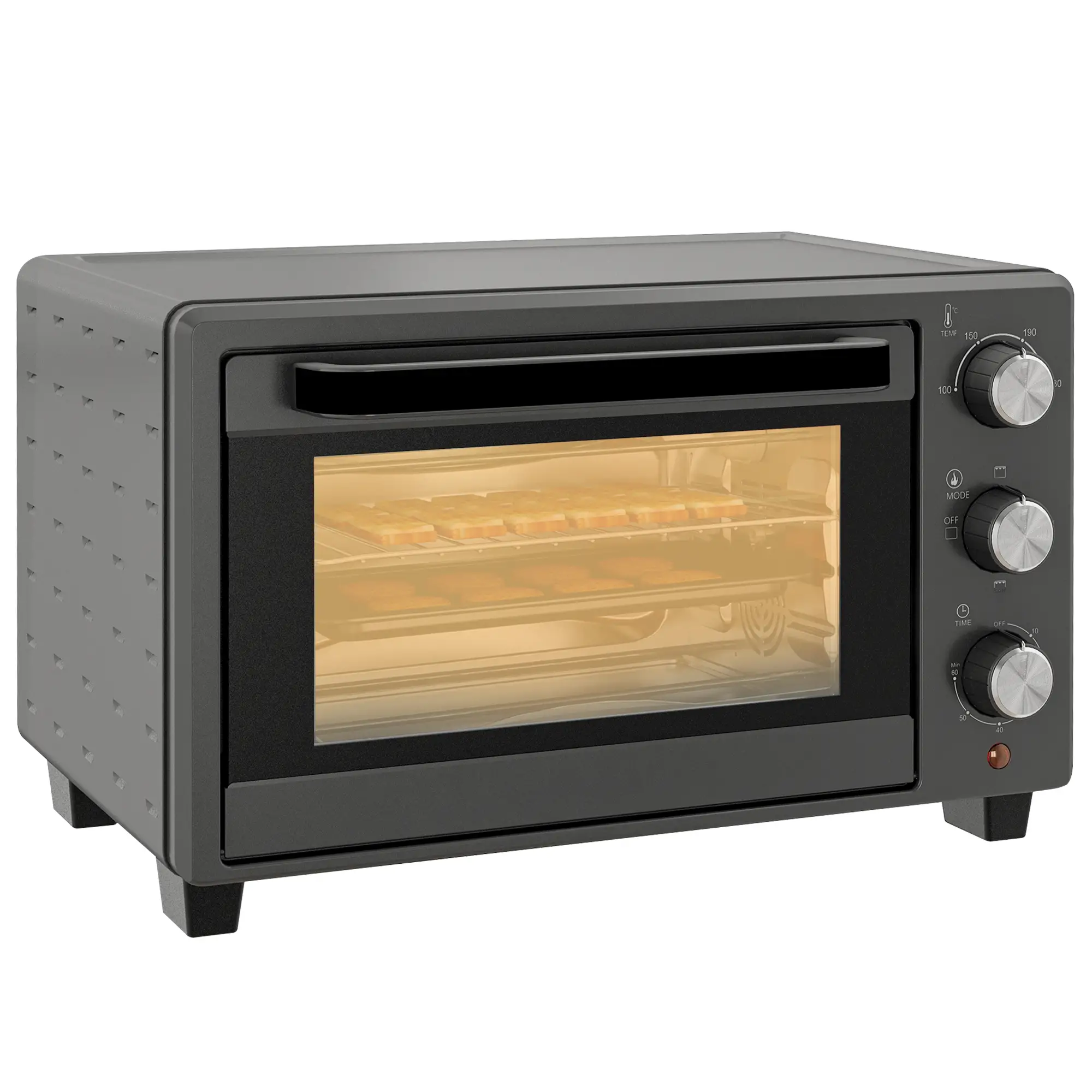 HOMCOM Mini-oven veelzijdig koken precieze temperatuurregeling roestvrij staal