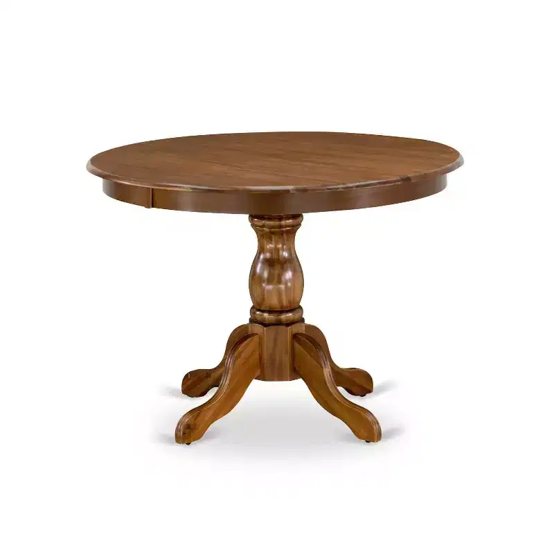 HomeStock 5-Piece Antique Walnut Finish Solid Wood Top Dining table with 4 Chairs
