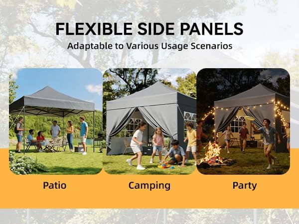 Aoxun Faltpavillon 3x3m Wasserdicht Stabil, Pop Up Pavillon mit Seitenwänden, UV-Schutz 50+ Gartenzelt Inkl. Rolltasche, Sandbags, Partyzelt Fuer Camping, Strand, Hochzeit und Outdoor Shelter, Grau