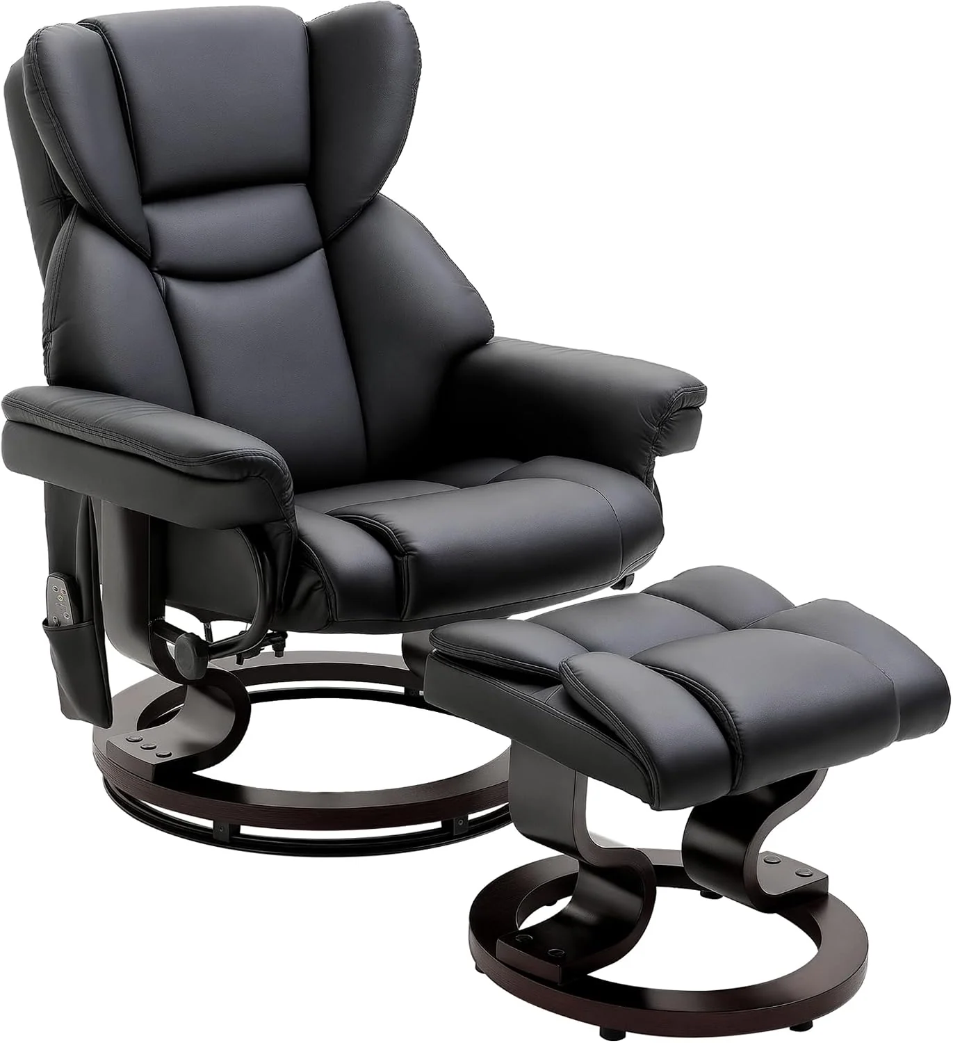 HOMCOM Relaxsessel mit Hocker, 360° Drehbarer Fernsehsessel, Schwarz