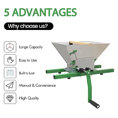 Fruit and Apple Crusher   7L Manual Juicer Grinder,Portable Fruit Scratter Pulper for Wine and Cider Pressing(Stainless Steel,1.8 Gallon,Green): Home & Kitchen