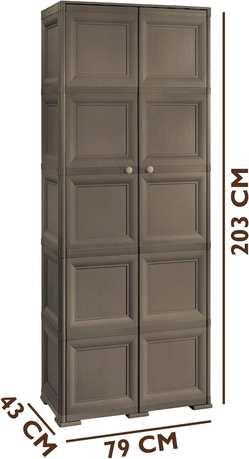 Tontarelli Omnimodus Wardrobe 5 Modules 5 Shelves 4 Open Compartments, Wenge, 79 x 43 x 203 cm