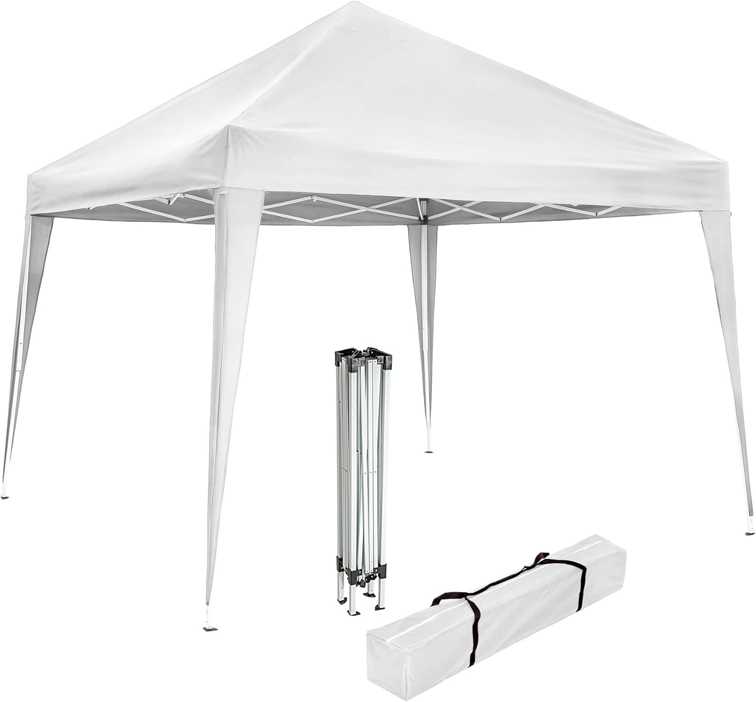 Tectake? Adjustable Garden Gazebo, Heavy Duty Outdoor Pavilion with Steel Frame, Waterproof, UV Resistant – 300 x 300 x 255 cm – White