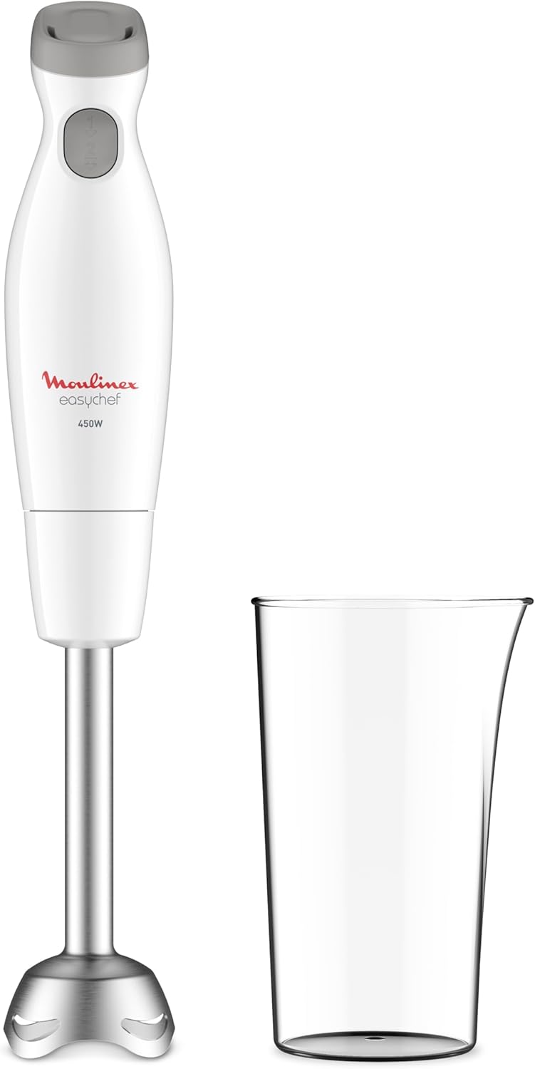 Moulinex DD4521 Easychef 2 in 1 Hand Blender with 800 ml Tumbler and 500 ml Chopper Attachment 2 Speeds Easy Clean 450W